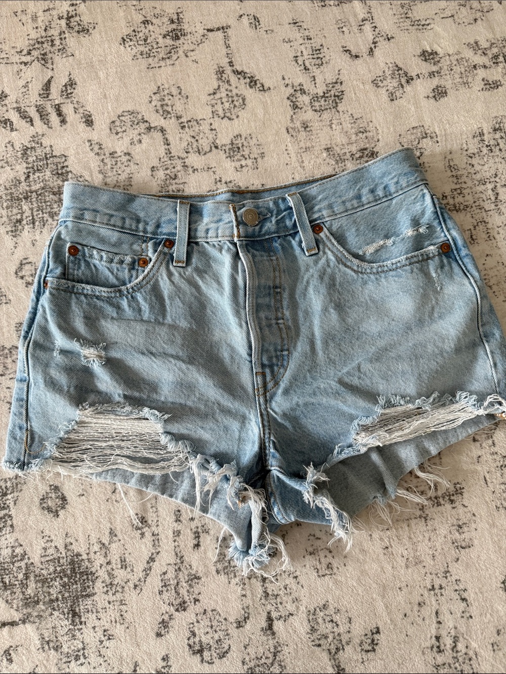 Levi's Light Blue Distressed Denim Cutoff Shorts